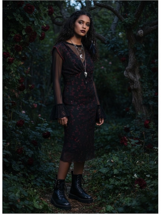 Speechless Dresses & Skirts - Vintage Y2K Speechless Black Floral Whimsigoth Dark Romance Grunge Midi Dress